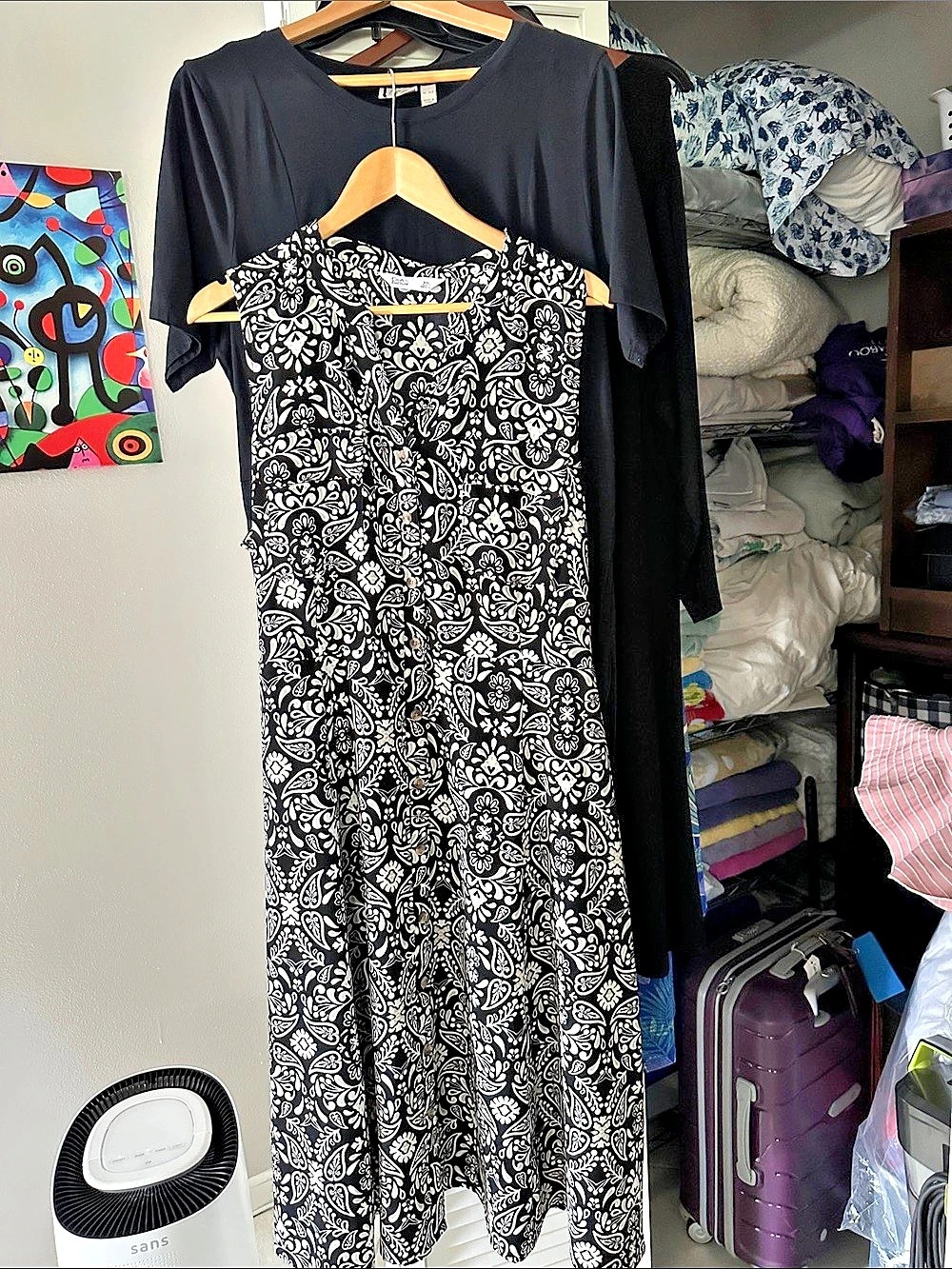 Croft & Barrow Paisley Maxi Dress in Black & White Size XXL Like New